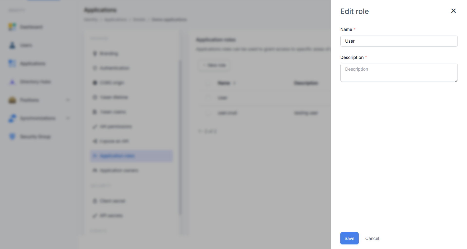 Dialog Edit Role