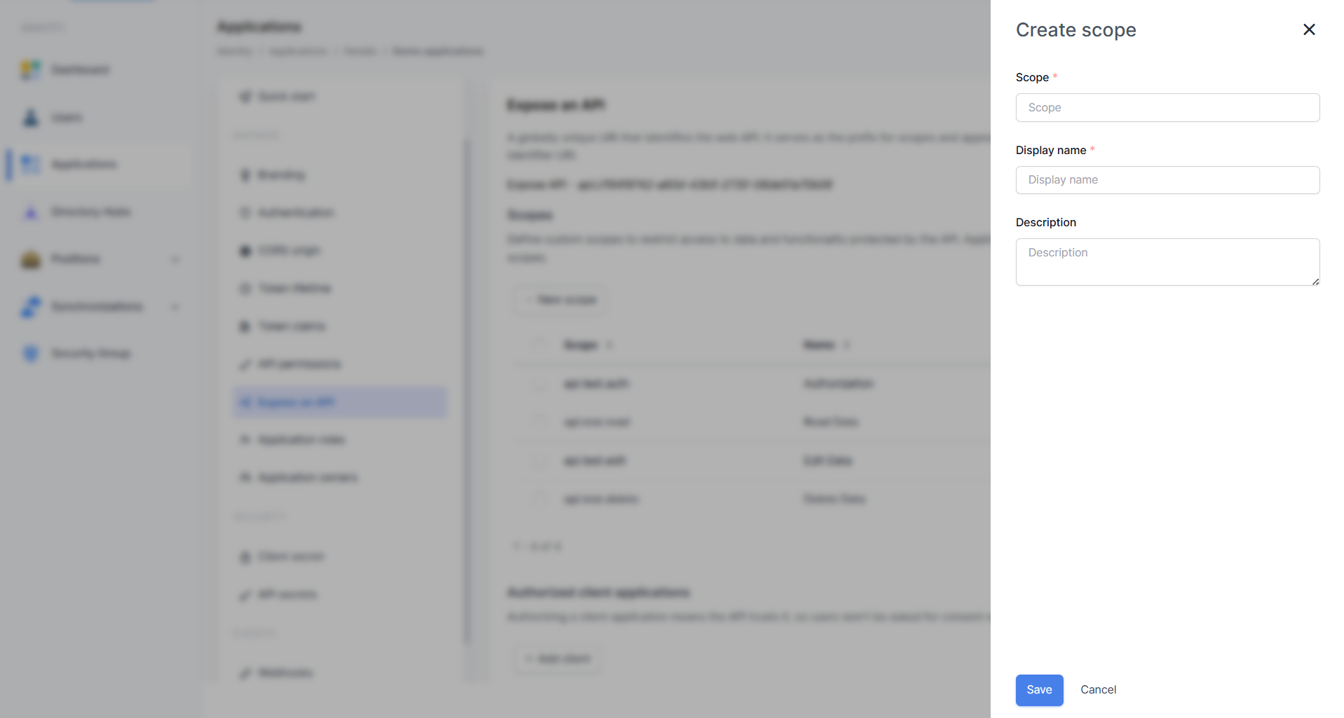 Dialog Create Scope