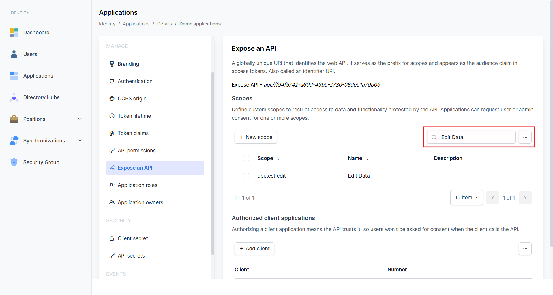 Expose an API - Pencarian Scope