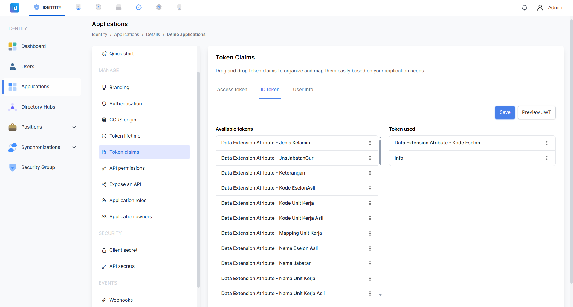 Token Claims - Tab ID Token