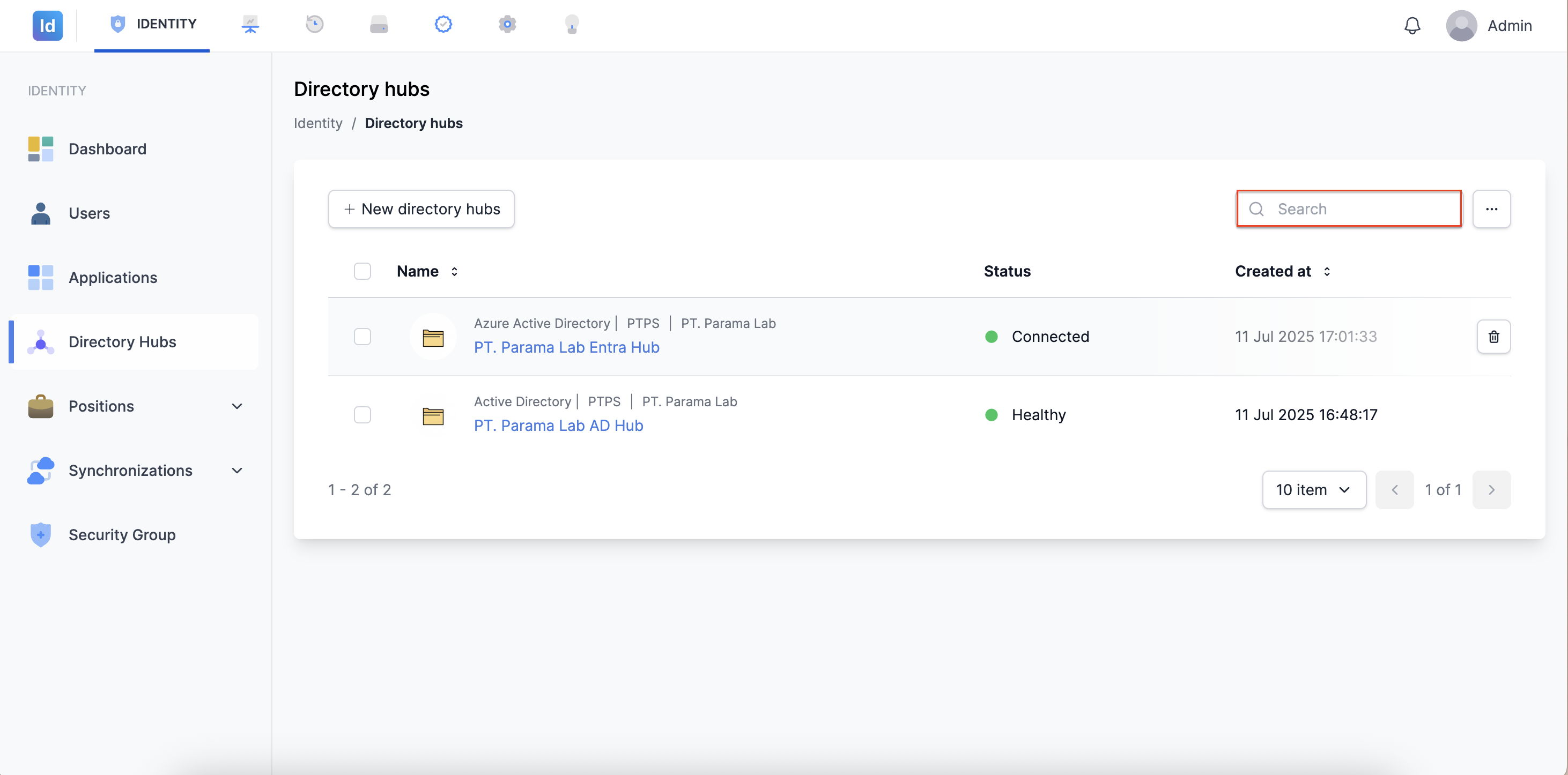 Kolom Pencarian Directory Hubs