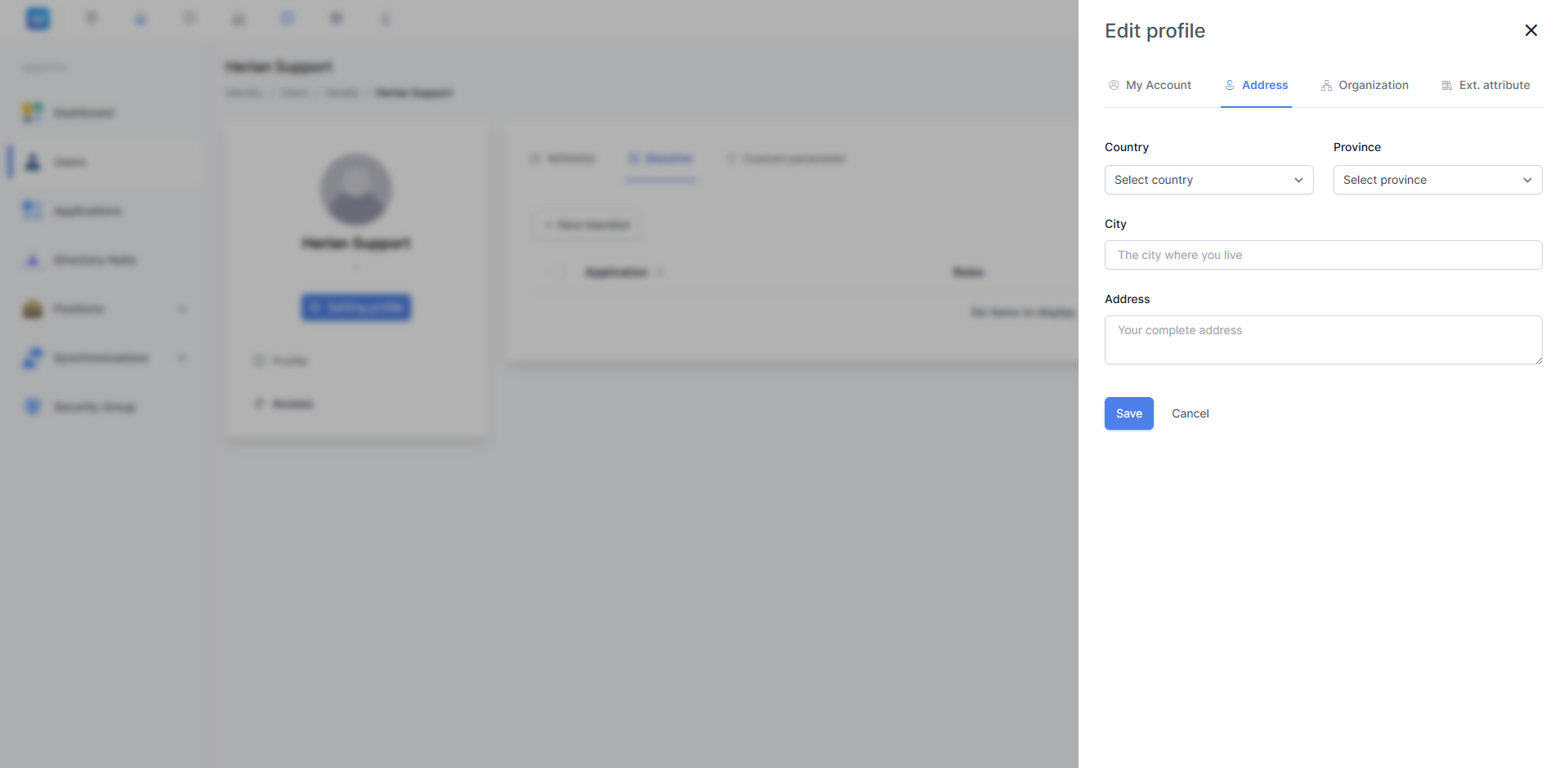 Edit Profile – Address