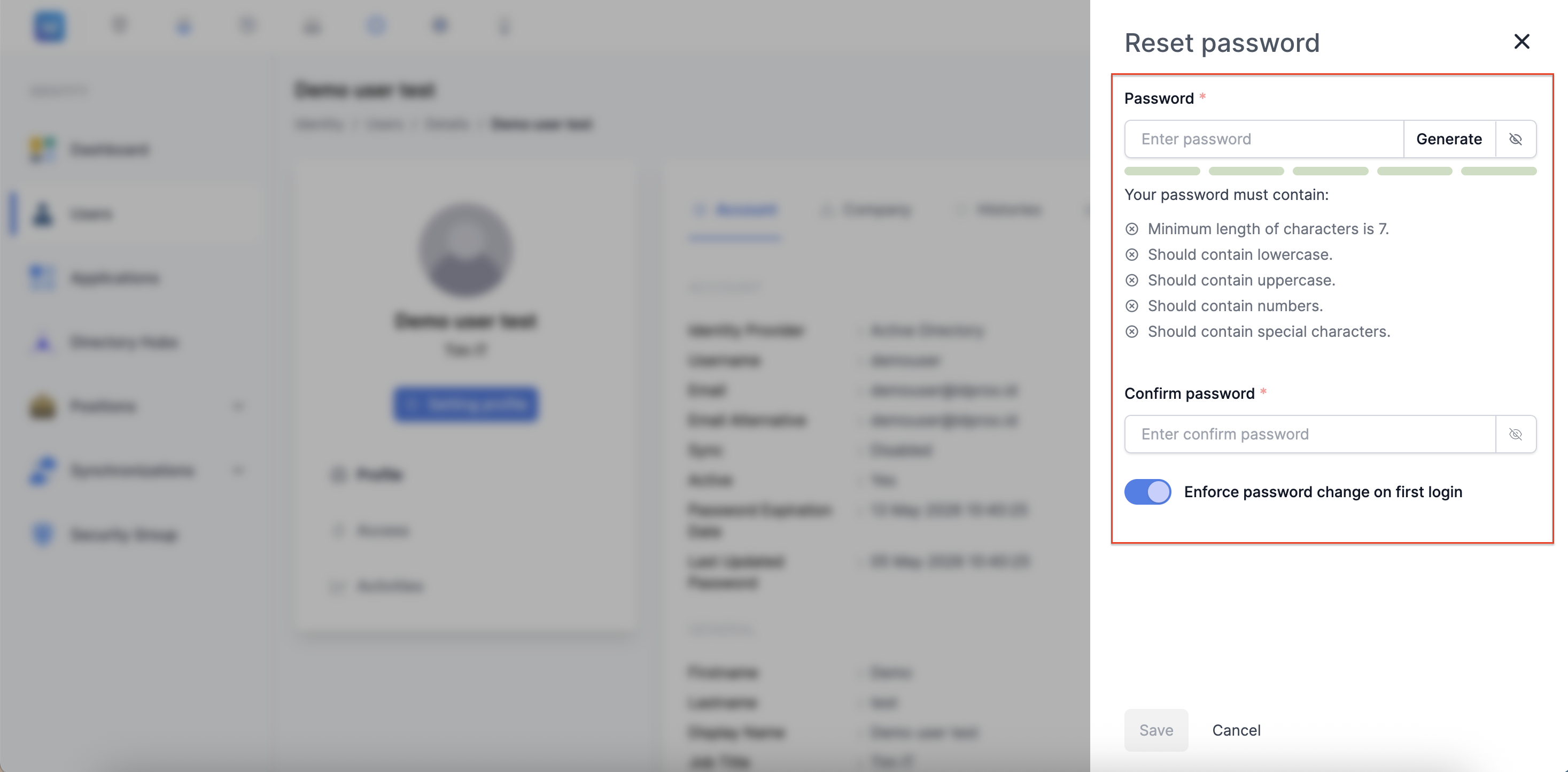 Panel Reset Password