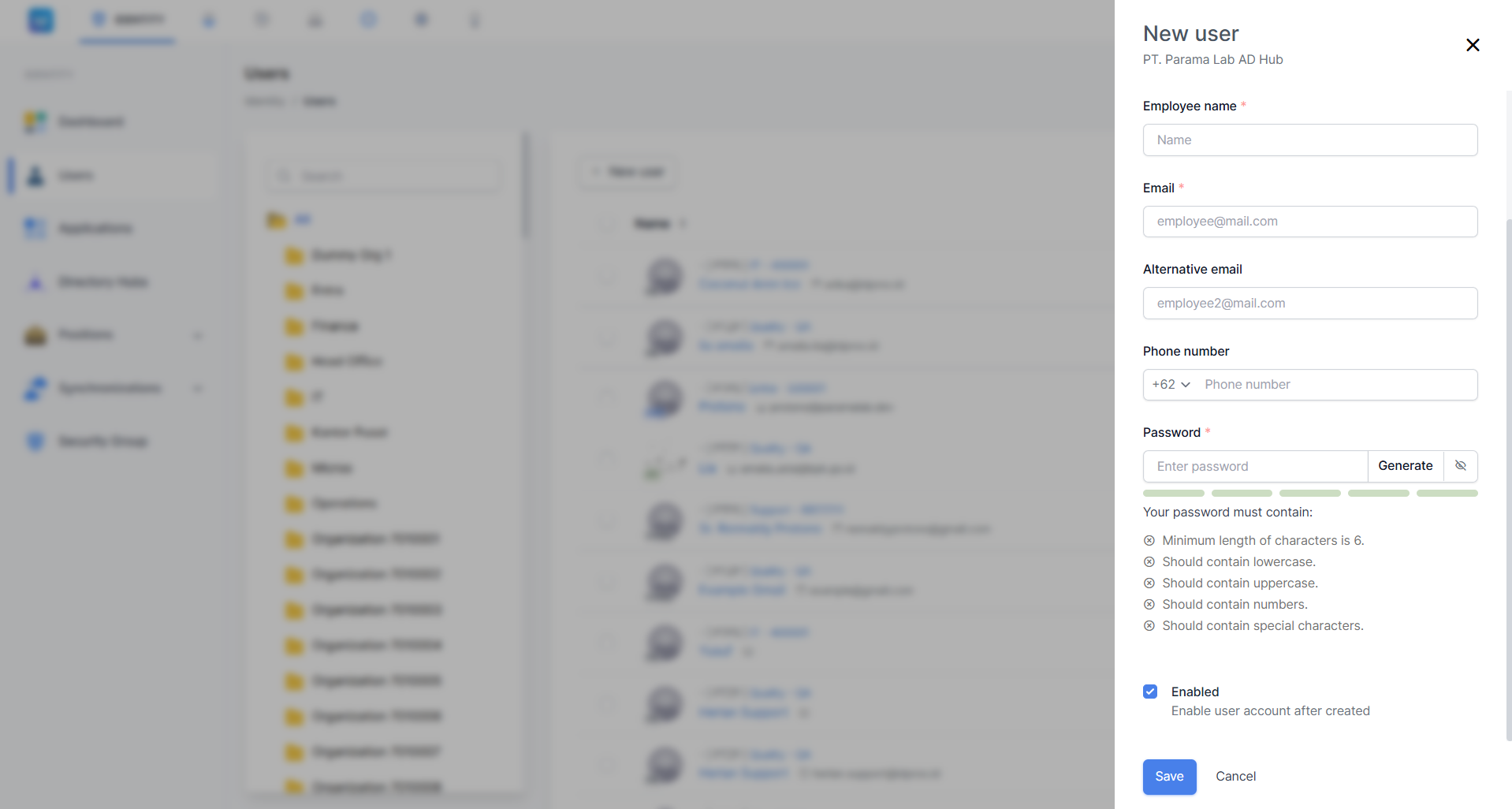 Formulir New User — AD Hub (Bagian Bawah)