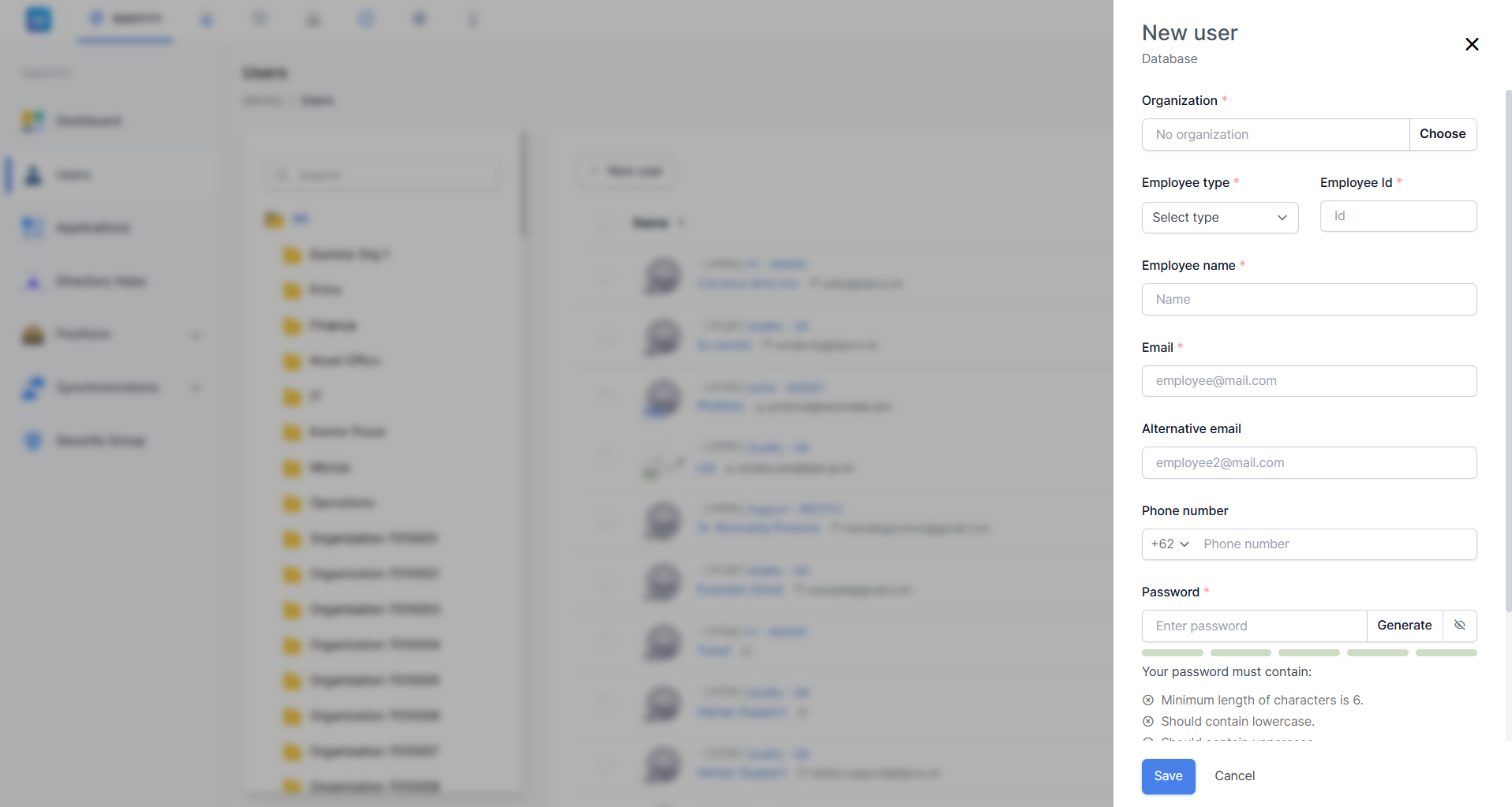 Formulir New User — Database (Bagian Atas)