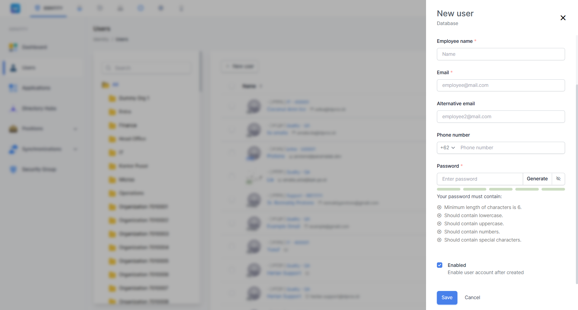 Formulir New User — Database (Bagian Bawah)