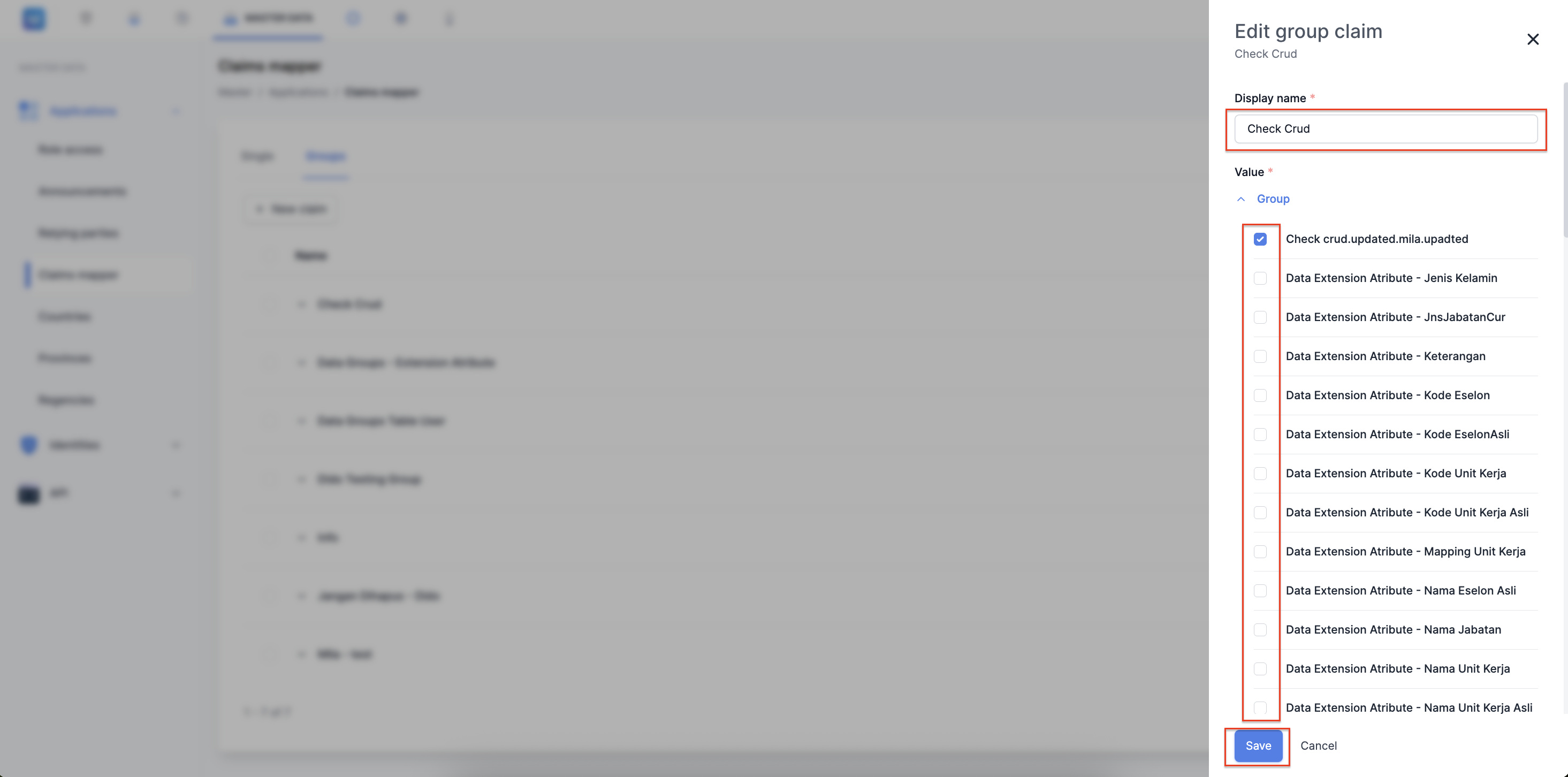 Form Edit Data Groups Claim Mapper