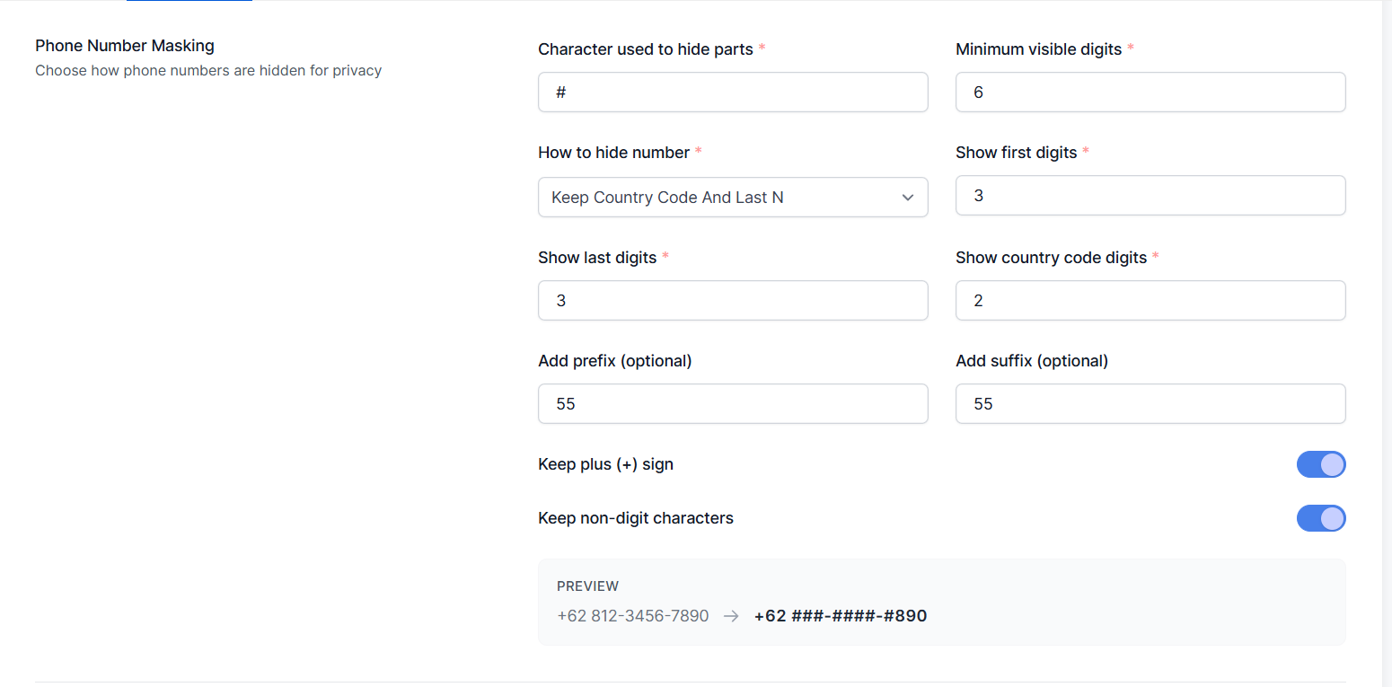 Password Reset — Phone Number Masking