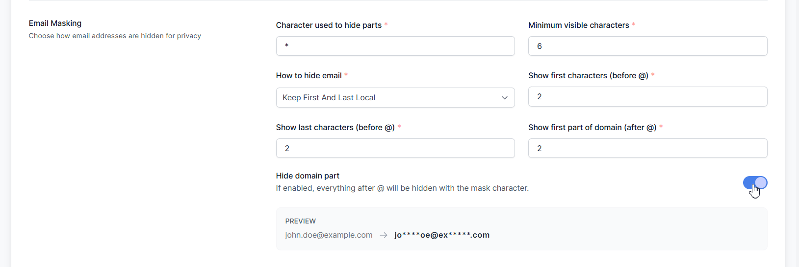Password Reset — Email Masking