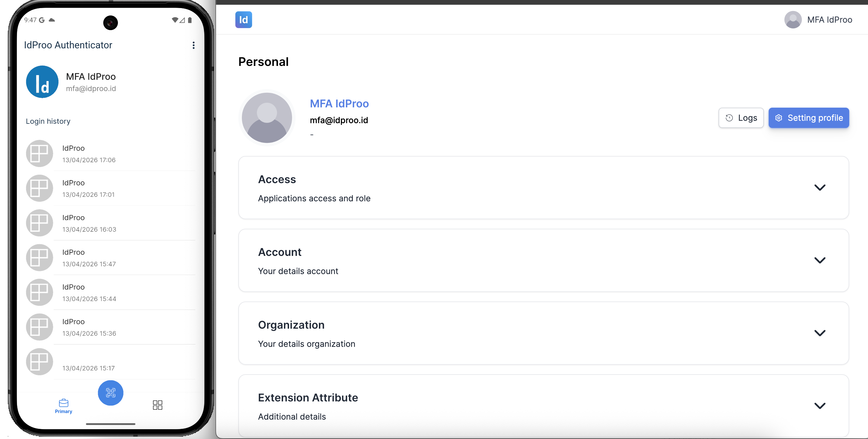 Halaman Personal setelah login berhasil