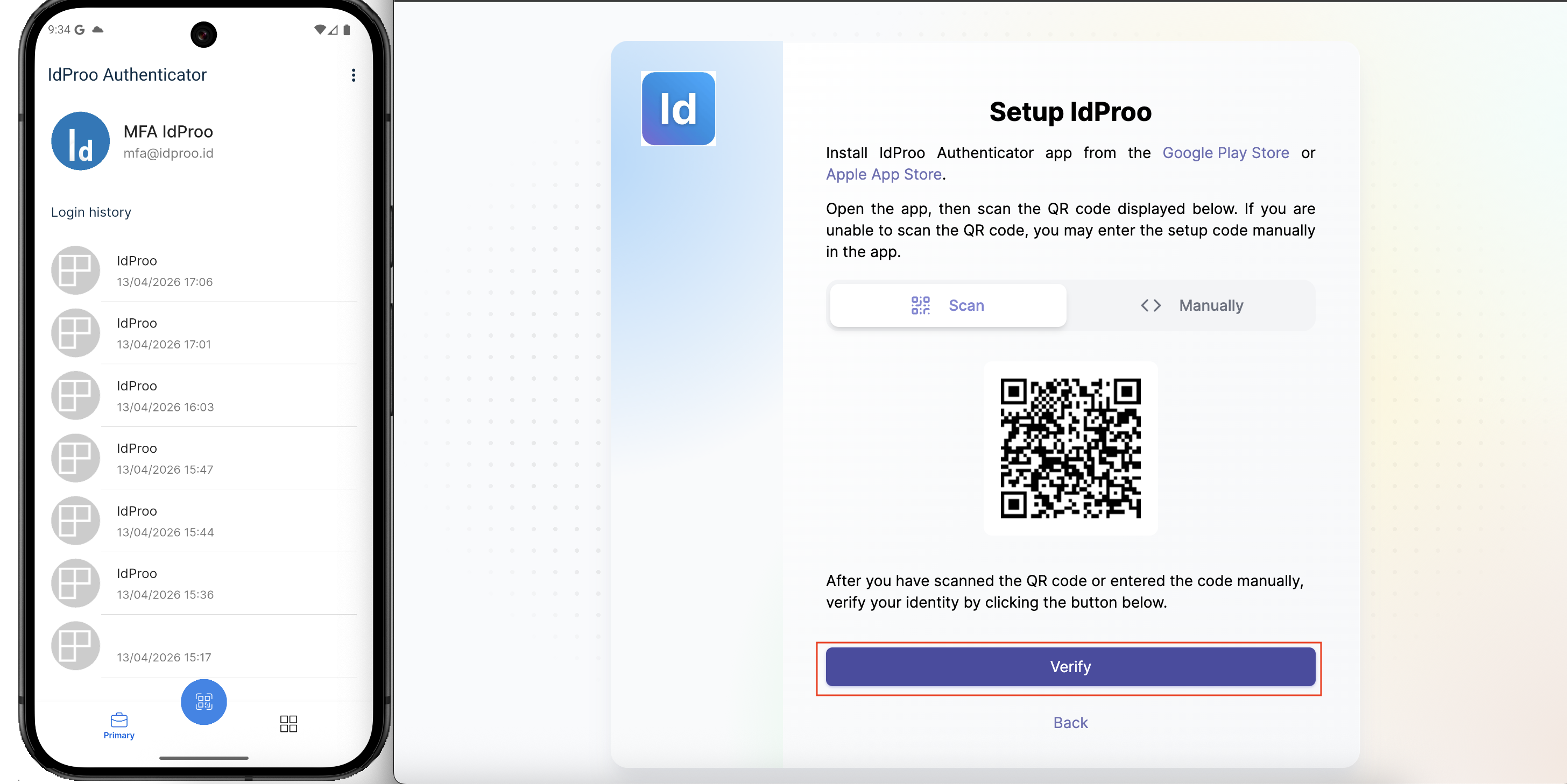 Klik Verify pada halaman web
