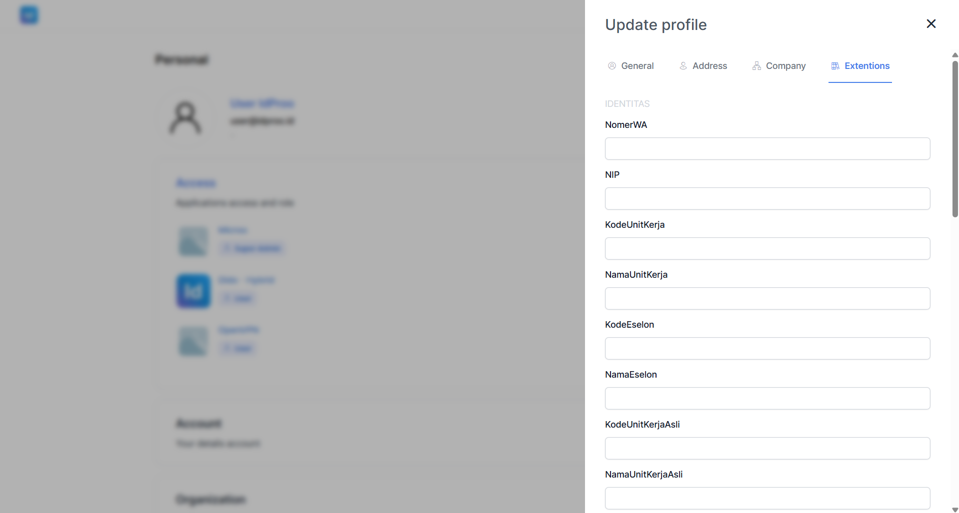 Update Profile - Tab Extensions