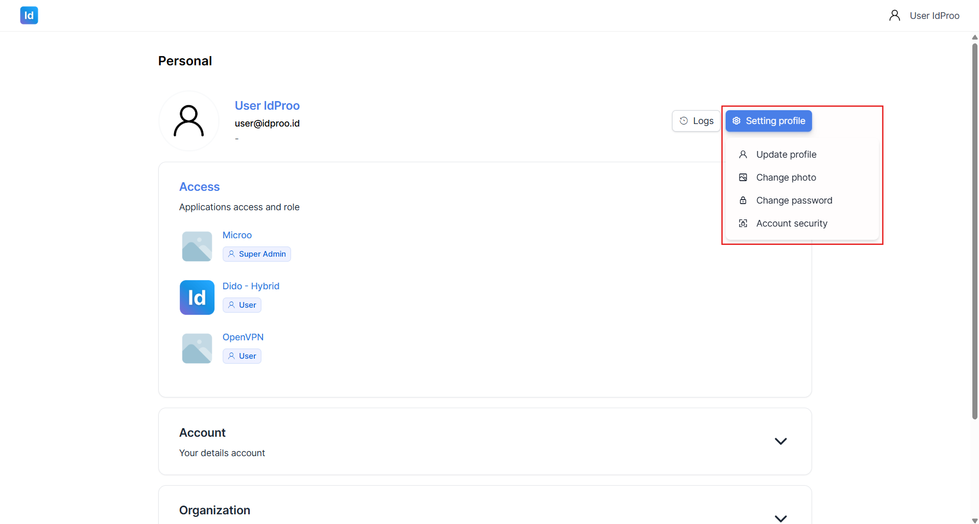 Update Profile - Button